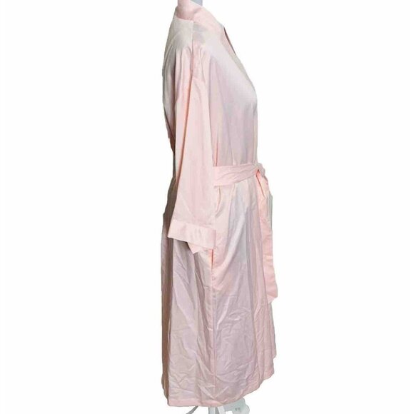Cabernet Satin Pink Wrap Robe Sz M Kimono 3/4 Sleeve Loungewear Bathrobe Spa Vtg - Picture 4 of 14